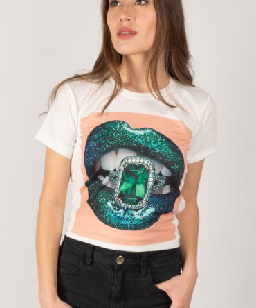 Polera Green Lips manga corta mujer