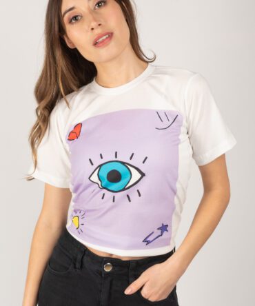 Polera Ojo ( lavanda) manga corta mujer