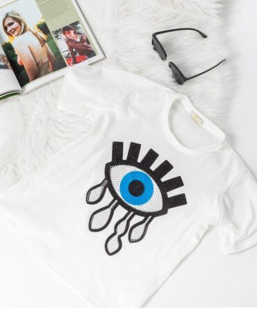 Polera Ojo ( con brillos)  manga corta mujer