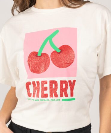 Polera Cherry (con brillo) manga corta mujer